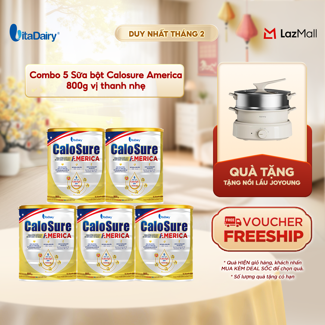 Combo 5 Sữa bột Calosure America 800g vị thanh nhẹ - VitaDairy