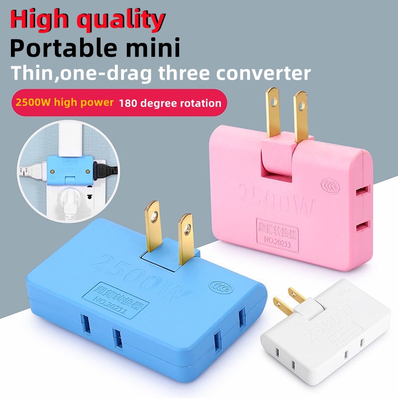 3 trong 1 180 độ xoay phích cắm chuẩn Mỹ Bộ chuyển đổi ổ cắm chuyển đổi đầu cắm mở rộng Slim xách tay Ổ cắm không dây adapter