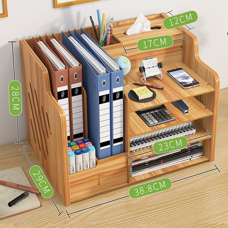 ชั้นไม้เก็บเครื่องเขียน Desk Organizer Wooden อุปกรณ์จัดระเบียบโต๊ะ คอนโดปากกา ส่งจากไทย