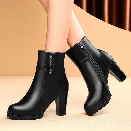Giày boot Martin cao gót chống nước có khóa kéo thời trang 2020 cho nữ