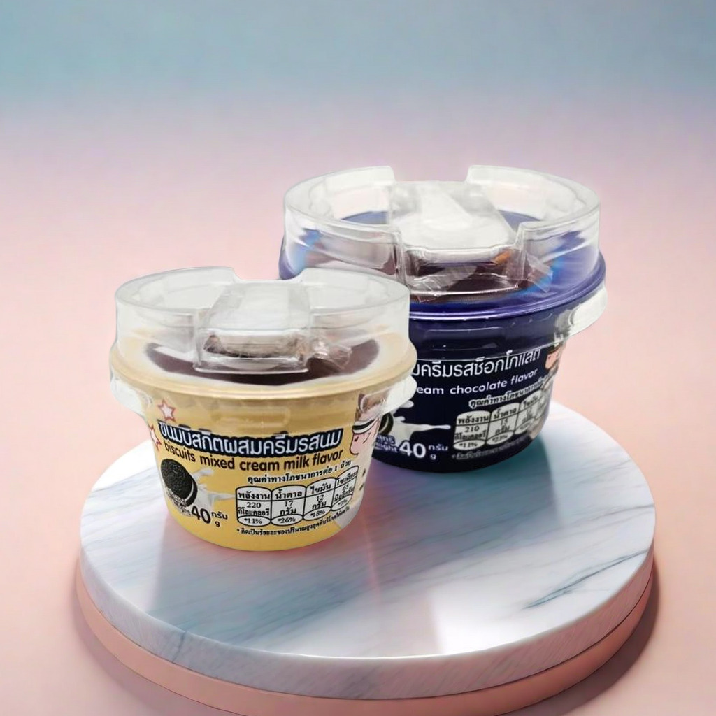 ขนมคุ้กกี้ บิสกิต โอริโอ้ ขนมรสนม ขนมช็อกโกแลต ขนมแบบถ้วย ขนมกินเล่น ขนมมิยุ พร้อมส่ง[1 กล่อง 15 บาท ] ราคา 22 บาท*ส่งฟรี