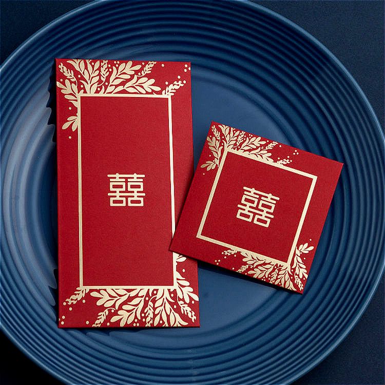【10 pcs】Happy Wedding red envelope creative personality large and small hard paper red envelope