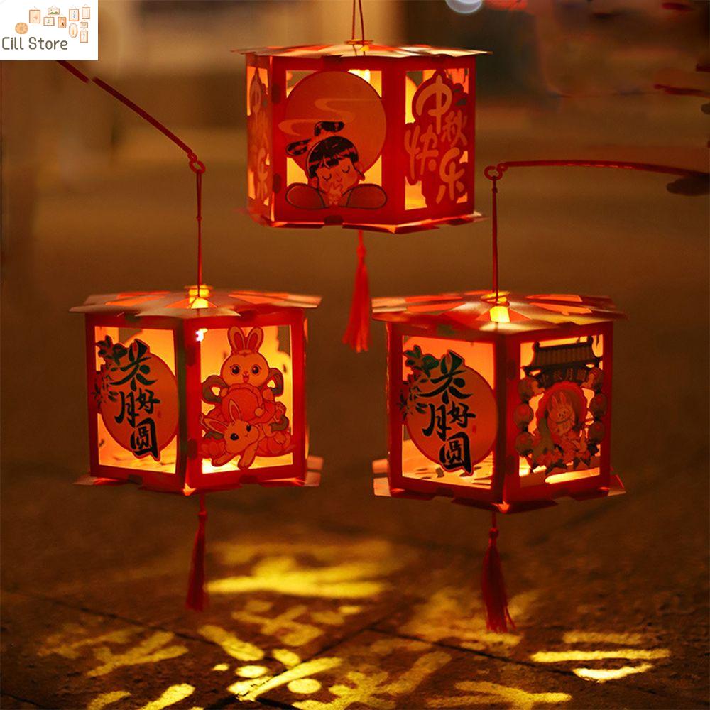 Lồng đèn trung thu long den trung thu cho bé lồng den trung thu CILL Treo Retro Xách tay Thỏ Tự làm Handmade Hoa Ánh Sáng kỳ nghỉ Trung Thu Lễ Hội Trung Quốc Phong Cách Đèn Lồng Dự