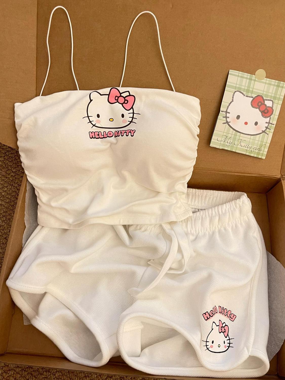 NOYI Đồ Ngủ Sexy Nữ Mũi Nhọn Đầm Ngủ Sexy 2 Dây Bộ Pijama Nữ Đồ Bộ Xà Nữ Mặc Nhà Đồ Ngủ 2 Dây Nữ Bộ Đồ Ngủ Hello Kitty Dễ Thương Có Miếng Đệm Ngực Cho Nữ Mùa Hè 2024 New Hot Girl Suspenders