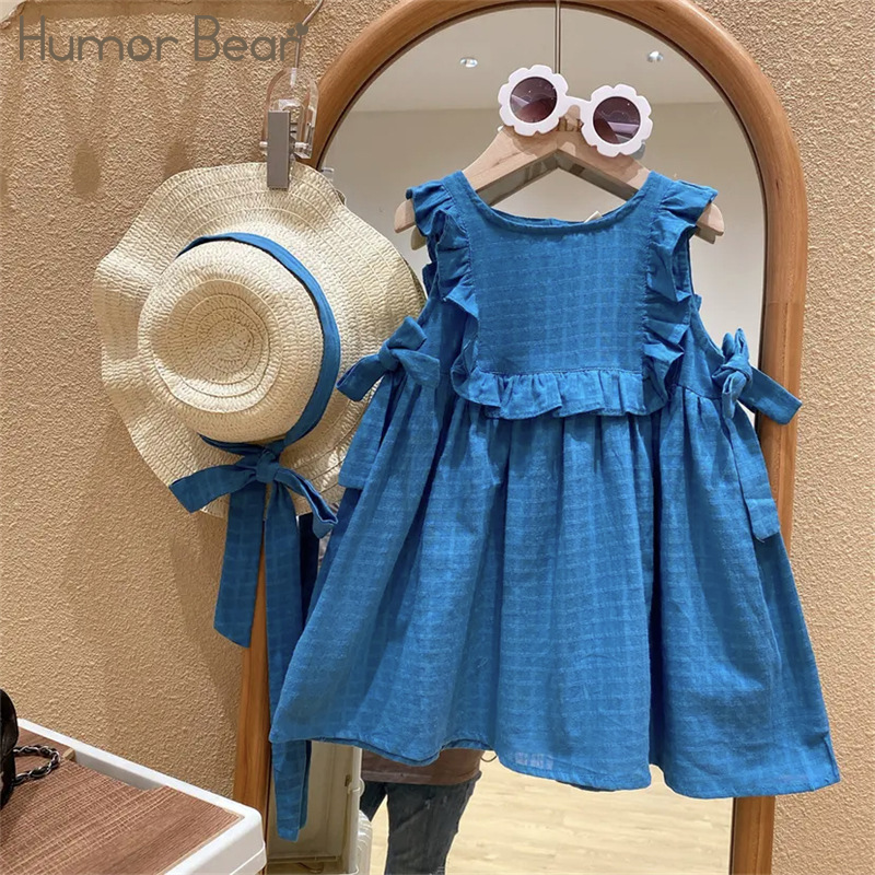 ZZOOI Humor Bear Toddler Kids Girls Ruffle Dress Round Pullover Dress Summer Sleeveless Plaid Printed Princess Dress 2-7Years ราคา 440 บาท*ส่งฟรี