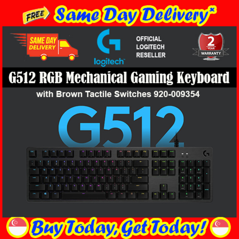[Free Same Day Delivery + Free Wrist Rest*] Logitech G512 Carbon RGB Backlit Mechanical Gaming Keyboard w/Blue Clicky 920-008949 / Brown Tactile 920-009354 / Red Linear 920-009372 Key Switches (* Conditions Apply) Singapore