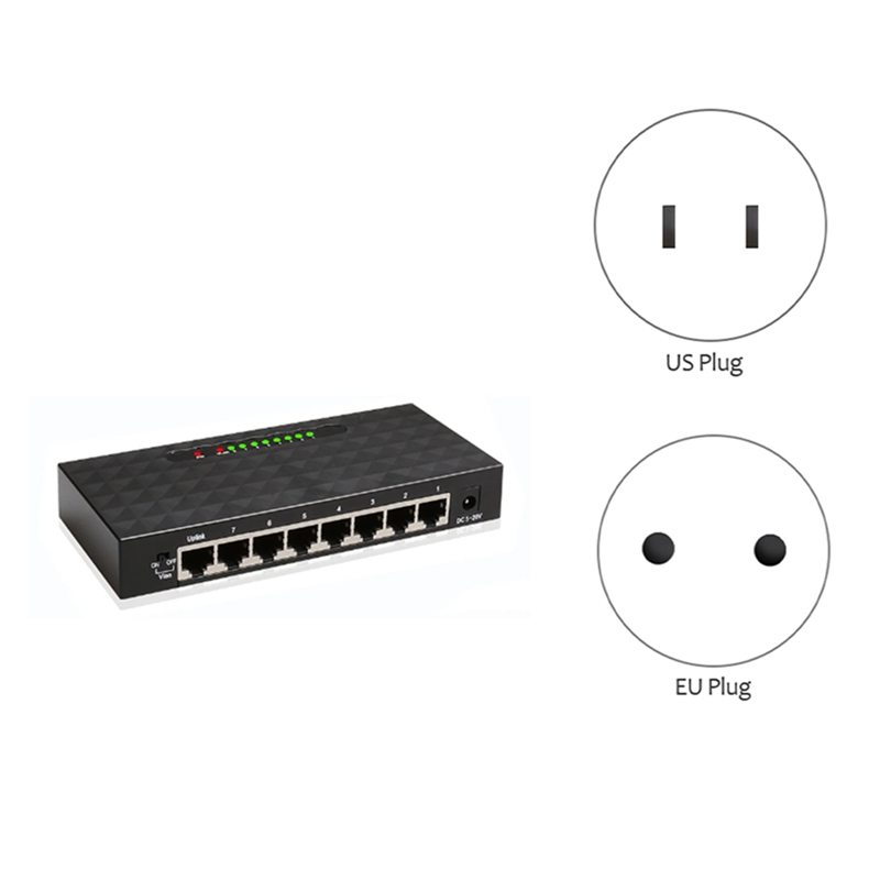 (BGIC) 8Port Gigabit Switch Ethernet Smart Switcher High Performance 1000Mbps Network Switch RJ45 Hub Internet Injector
