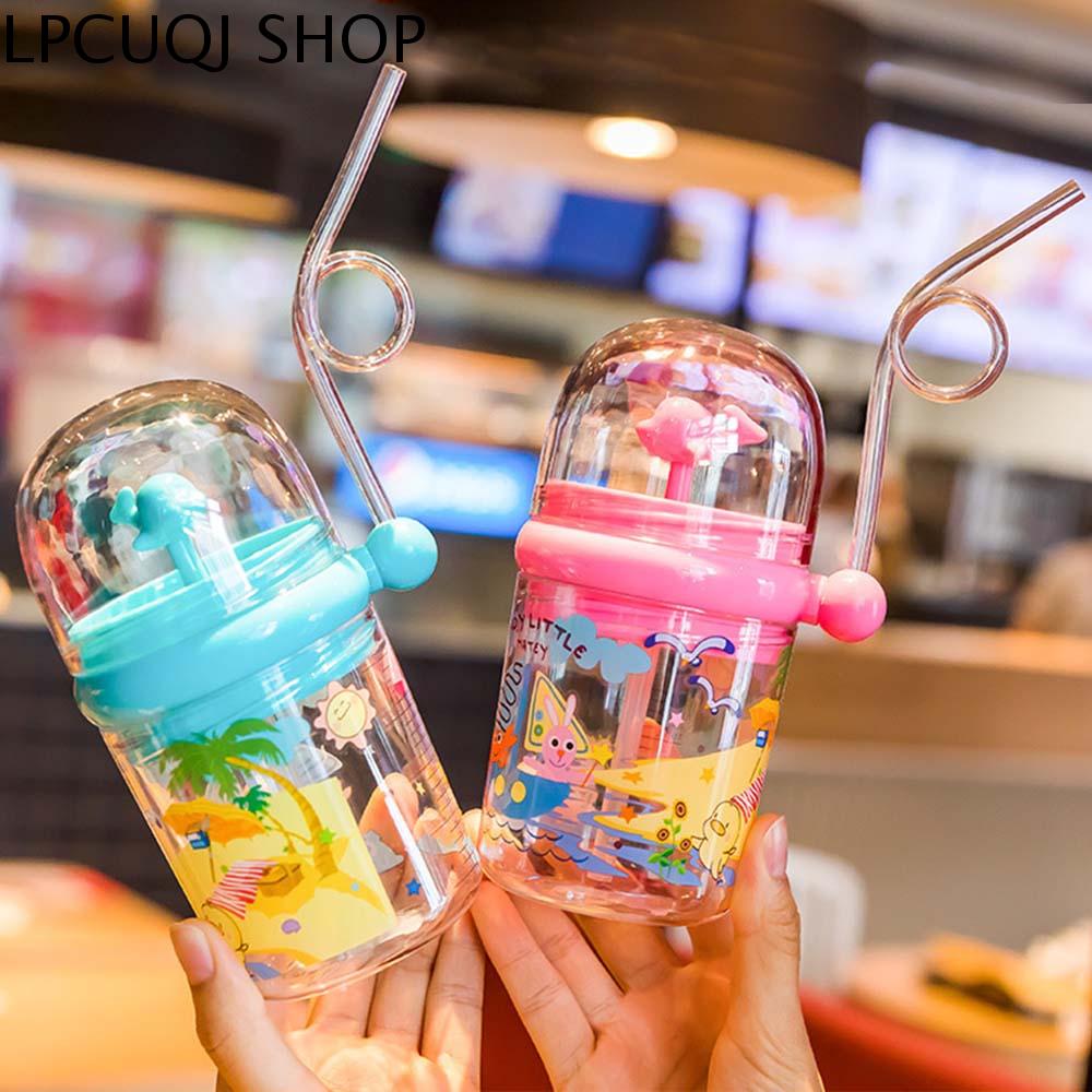 LPCUQJ Dễ thương Đứa bé cho ăn Trẻ em Ấm cá voi Nhựa Cốc rơm Cốc phun nước Chai nước Ly cho bé ăn