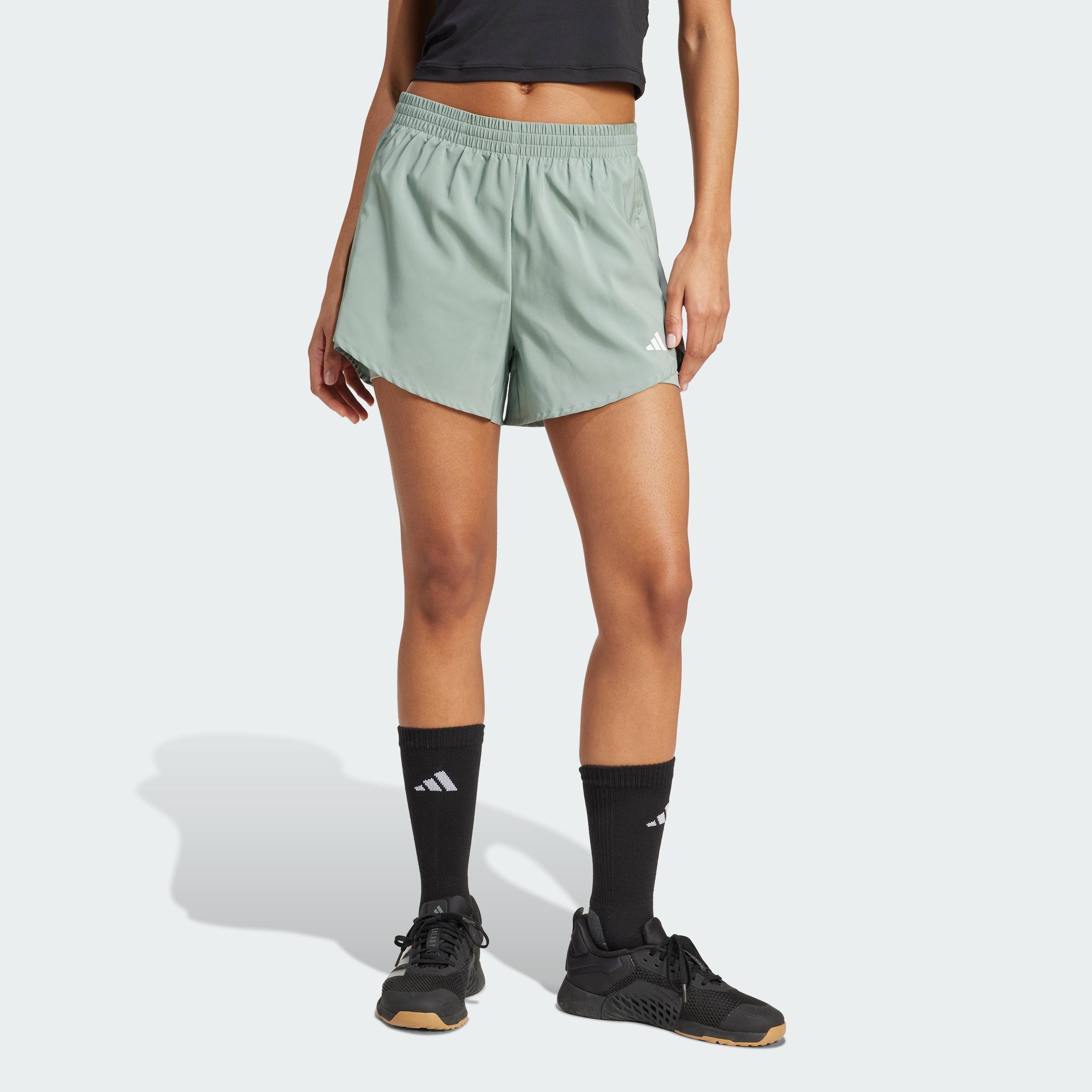 [0H-2H 20.7-MUA 3 GIẢM 30%+VOUCHER 15%] adidas Gym & Training Quần Short 2 Trong 1 Minimal Made for Training AEROREADY Nữ màu xanh lá JN1364