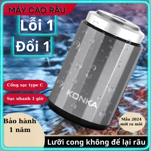 Máy Cạo Râu KONKA Mini Êm Nhẹ Chống Nước IPX7, Dao 15 Lưỡi, Cổng Sạc Type-C