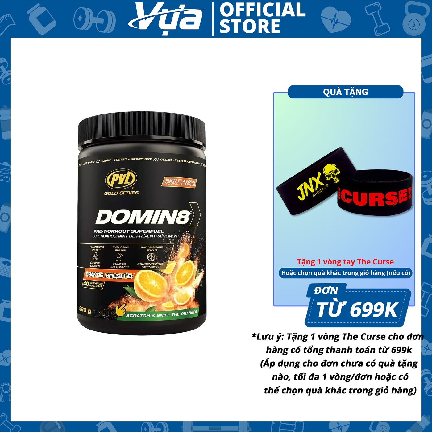 Bột Tăng Cường Sức Mạnh PVL - DOMIN8 (40 lần dùng) - Hỗ Trợ Tăng Cơ, Giảm Mỡ Chính Hãng