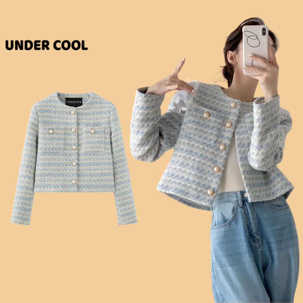 Áo khoác dạ tweed nữ hàn quốc nữ undercol sang chảnh dáng ngắn rộng rãi
