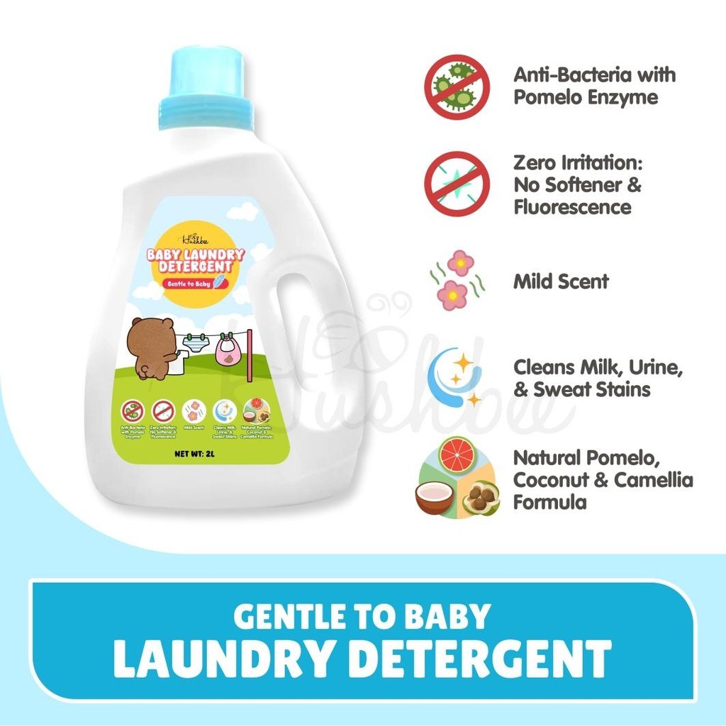 [NEW PRODUCT] 2000mL HUSHBEE Baby Liquid Laundry Detergent Baby Antibacterial Cleaner Sabun Basuh Baju Baby Liquid Wash
