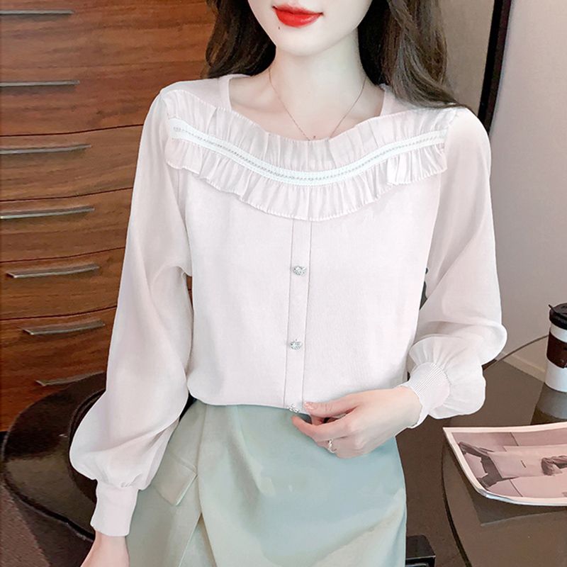 Áo sơ mi voan dài tay sang trọng kiểu Pháp dành cho nữ 2023 thiết kế mùa xuân mới niche áo sơ mi đẹp