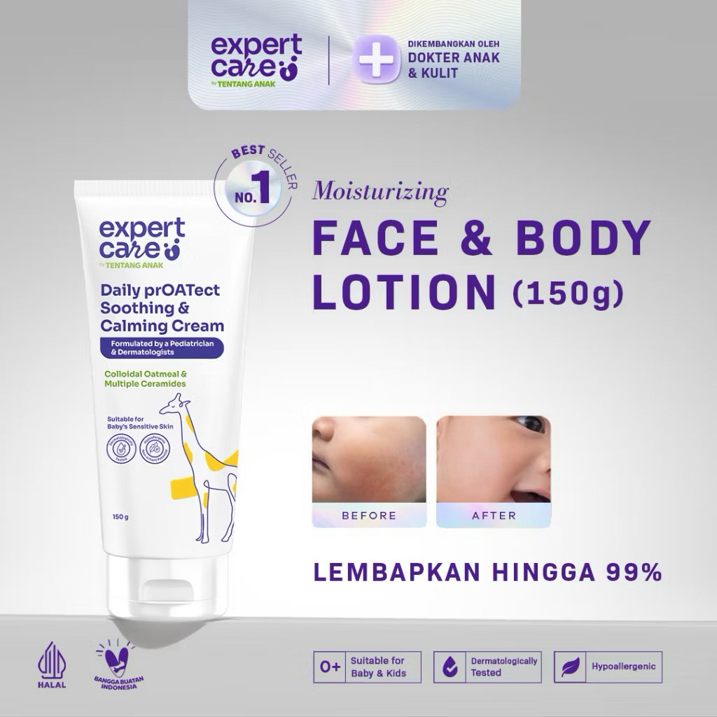 Expert Care Daily prOATect Soothing & Calming Cream | Face & Body Lotion Bayi & Anak 50gr | 150gr