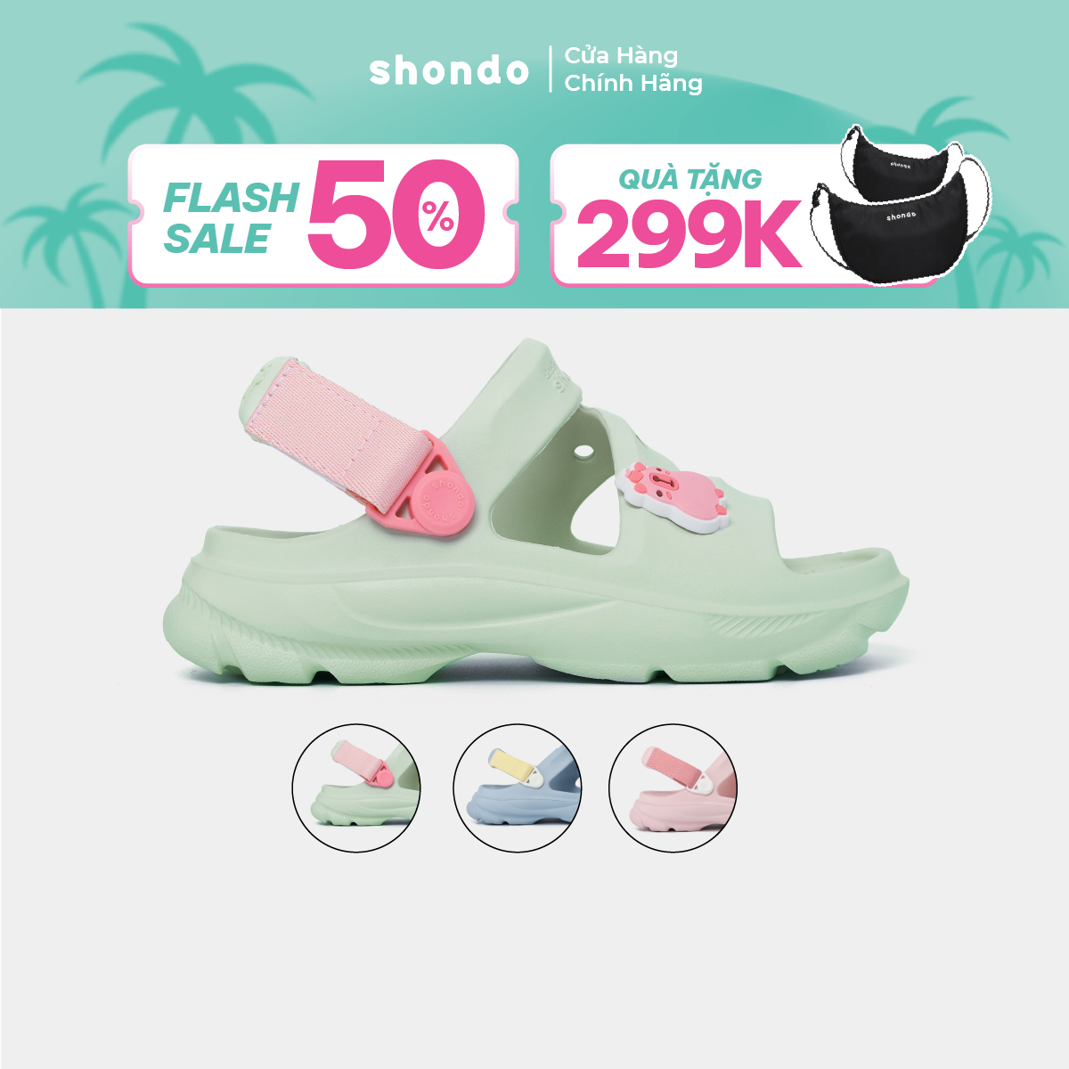 Giày Sandal Bé Gái FX Chất Nhựa Đúc Cao Cấp Chống Trơn Trượt, Không Thấm Nước Shondo Nhiều Màu