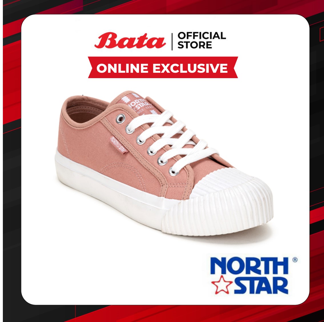 Online Exclusive Bata บาจา by North Star รองเท้าผ้าใบแบบผูกเชือก ดีไซน์เก๋ สวมใส่ง่าย สำหรับผู้หญิง รุ่น EPSEN สีชมพู 5805059 สีขาว 5801059 ราคา 200 บาท*ส่งฟรี