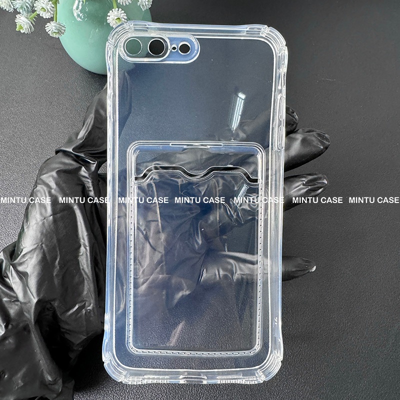 Ốp ví đựng thẻ và cường lực Iphone 7Plus / 8Plus / 7plus / 8plus  - Loại trong suốt chống sốc TSCS