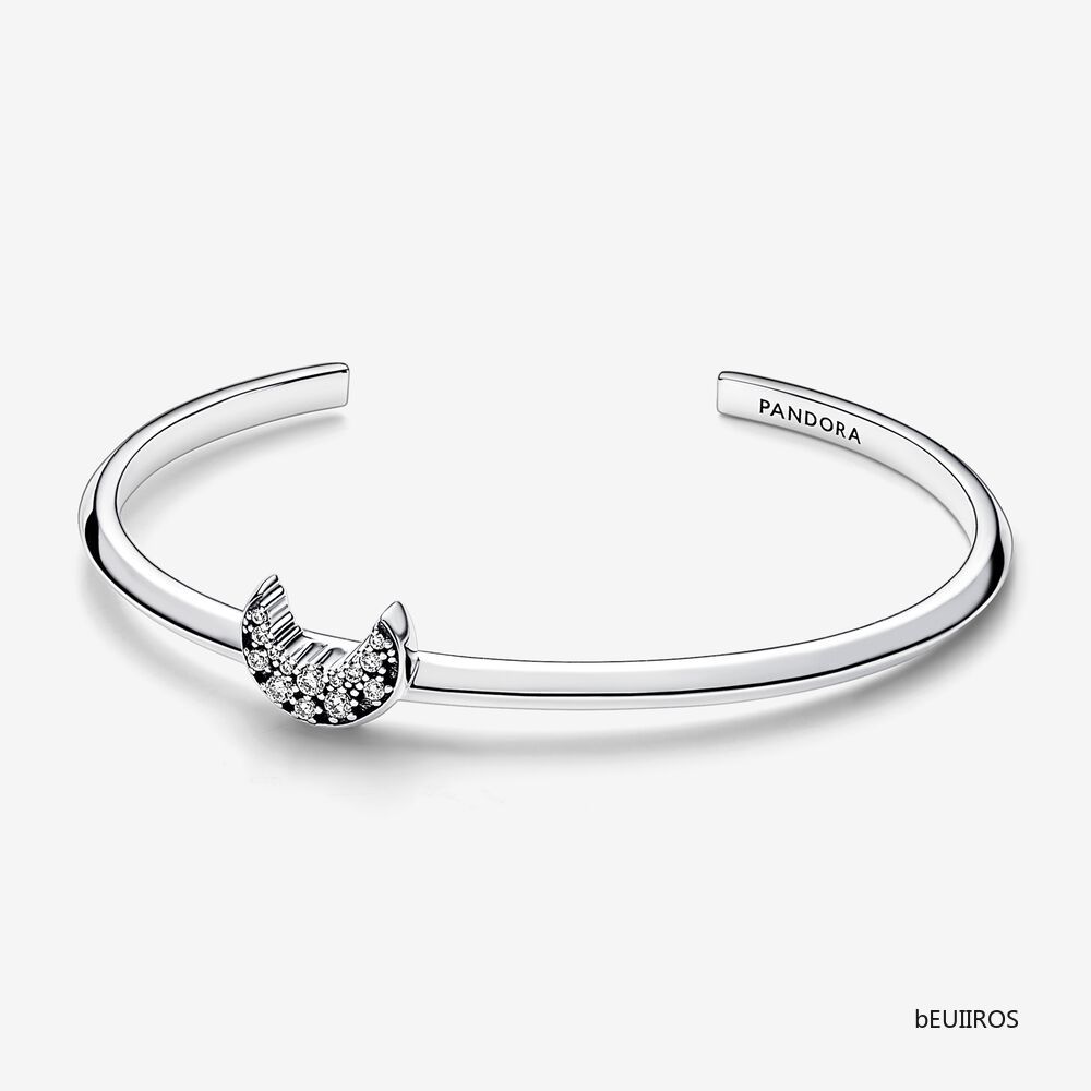 Hot 2023 Pandora Sparkling Crescent Moon Open Bangle Women Fashion Bangle Bracelets 592789C01