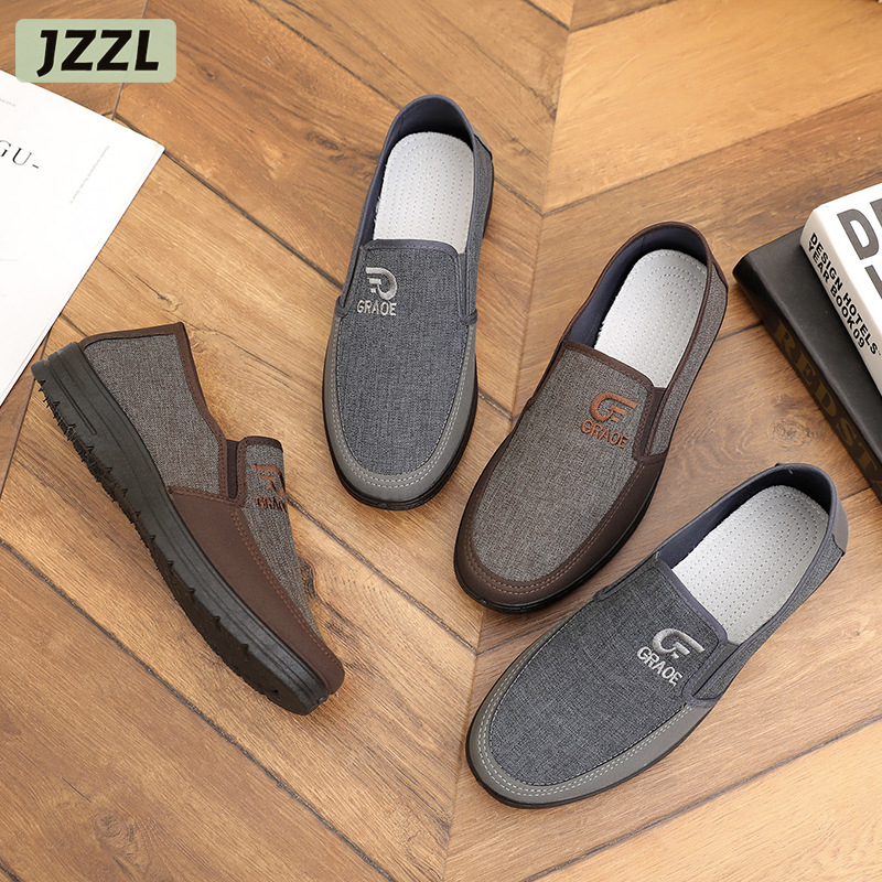  JZZL Bắc Kinh cũ Giày vải nam trung niên và người già đế mềm thoáng khí chống trượt Giày nam đi bộ Giày của bố Giày thường ngày 