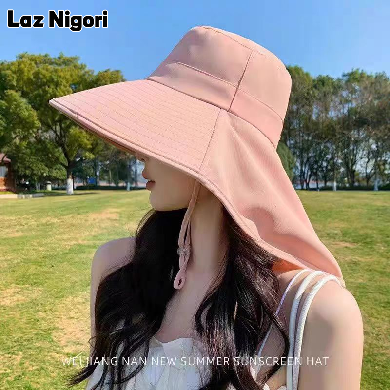 Laz Nigori Wide Brim Sun Protection Hat for Women with Neck Cover, Breathable and Foldable for Summer Outdoor Activities ราคา 79 บาท*ส่งฟรี