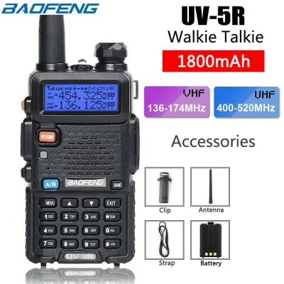 Singapore ready stock Baofeng UV-5R 5W Walkie Talkie Radio Transceiver Dual Band VHF/UHF 136-174Mhz & 400-520Mhz EXCLUDING earpiece 3d Generation long range convoy