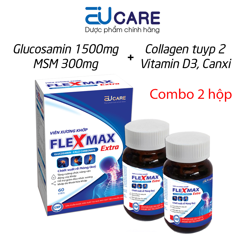 Combo 2 hộp Viên xương khớp Flexmax UC2 bổ sung glucosamin, MSM