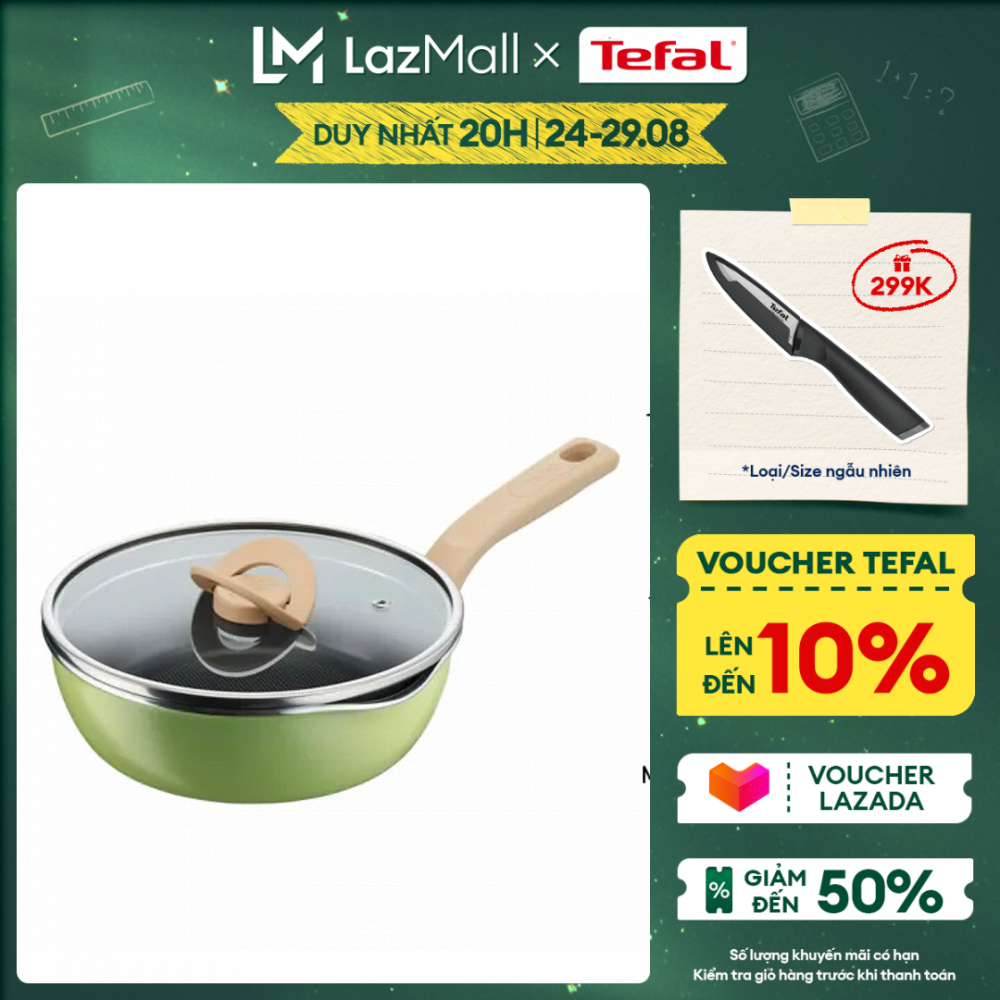 Chảo nồi có nắp chống dính đa năng Tefal One Pick Pot Pan 3 trong 1 Size 22-24cm