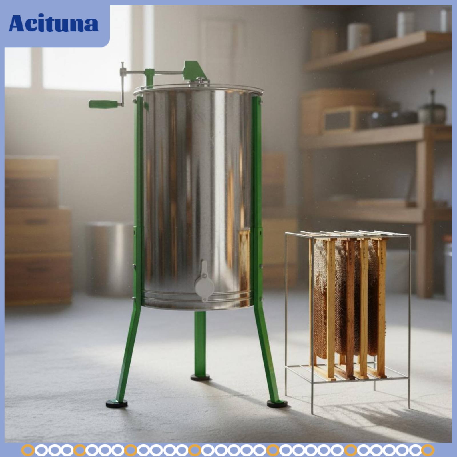 Acituna Rust-Resistant 3 Frame Manual Honey Extractor 3 Frame Honey Extractor Manual Honeycomb Centrifuge for Hobbyists, Beginners, Home Use, Outdoor ราคา 12,057 บาท*ส่งฟรี