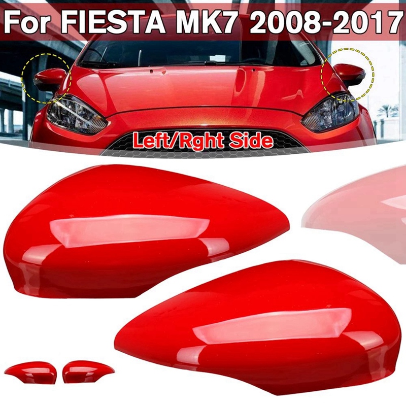 Wing Door Rearview Mirror Cover Side Mirror Cap Shell for Ford Fiesta MK7 2008-2017 Red