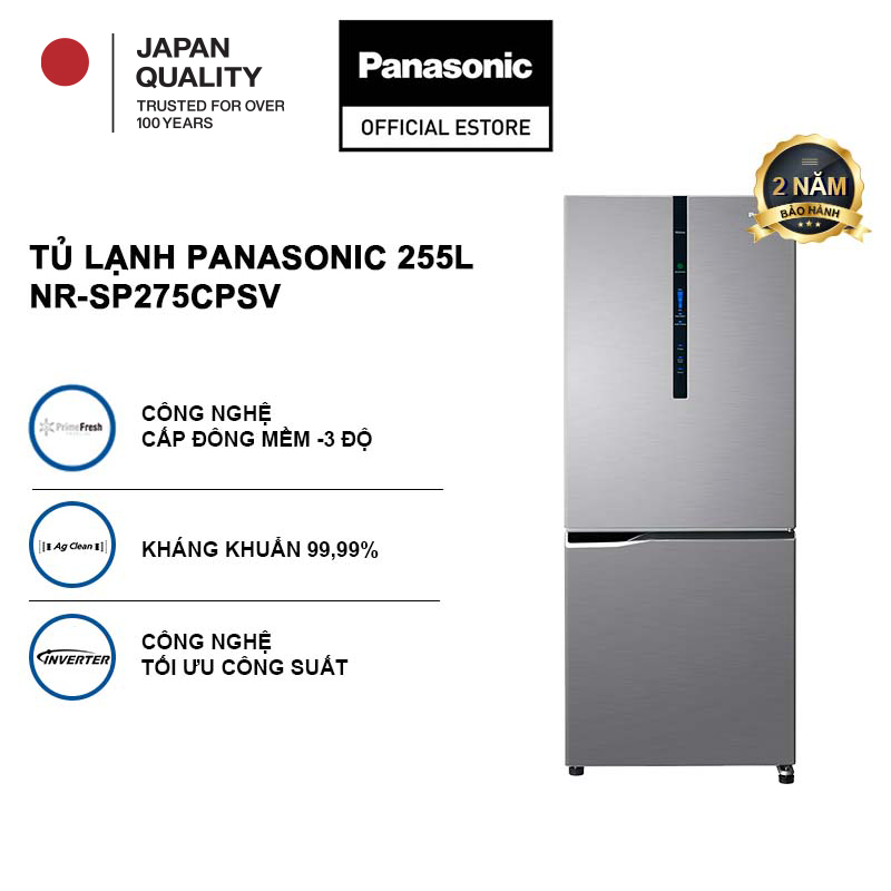 Tủ Lạnh Kháng Khuẩn Panasonic 251L NR-SP275CPSV - Cấp Đông Mềm - Siêu Tiết Kiệm - Ngăn Đá Dưới