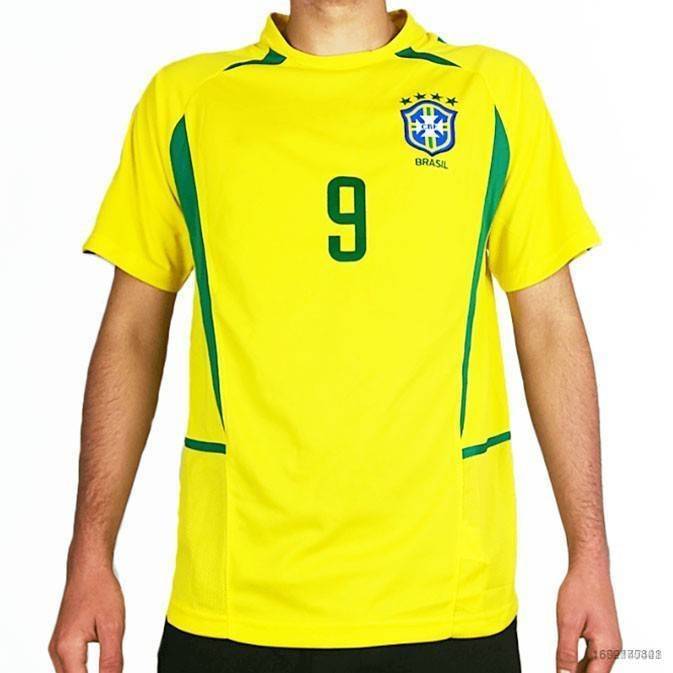 Brazil Ronaldo 9 World Cup 2002 Retro Football Jersey 