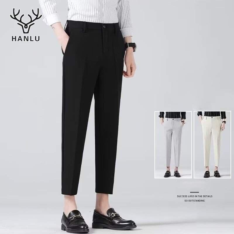  Hanlu quần tây nam Công sở quần âu nam hàn quốc Người Đàn Ông Của Bộ vest ôm vừa vặn Quần Giản Dị quần ống đứng quần công sở phong cách Hàn Quốc đẹp Phù Hợp Với Quần quần tây cho nam 