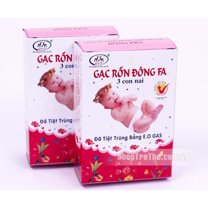 Hộp 3 chiếc gạc rốn đông fa, 3 con nai