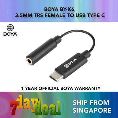 BOYA BY-K6 3.5mm TRS (Female) to Type-C (Male) Audio Adapter for DJI OSMO Pocket