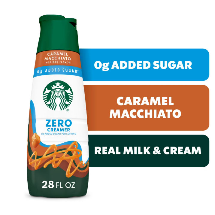 CHUẨN VỊ - RẤT THƠM NGON - KEM SỮA LỎNG KHÔNG ĐƯỜNG VỊ CARAMEL MACCHIATO Starbucks Zero Sugar Coffee Creamer, 828ml (28 oz)