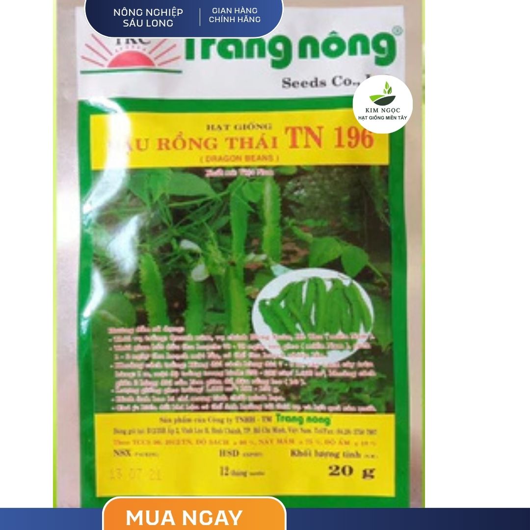 GÓI130 HẠT Giống Đậu Rồng Thái TN 196 TRANG NÔNG (GÓI 20G) -HÁI QUANH NĂM