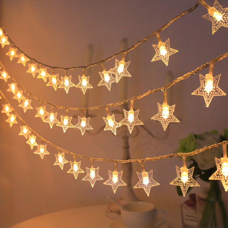 Solar light string outdoor camping tent christmas atmosphere decoration star lights with led new year lights night lights
