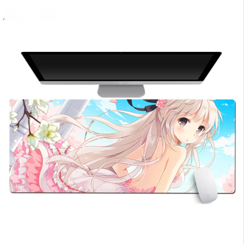 Anime Mouse Pad Kawaii Girl Non-slip Rubber Base Gaming Keyboard Pad Office Home Surface for The Mouse Desktop Mat 30x60cm