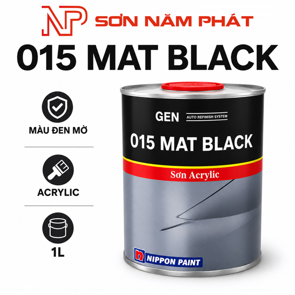 Sơn Nhựa Nhám Đen Nippon Paint Acrylic 2K GEN 015 MAT BLACK 1L