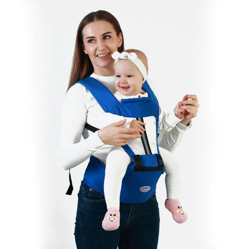 Mishilei Địu em bé sơ sinh địu ngồi có ghế đệm vải cotton thoáng mát điều chỉnh được 4 tư thế mang bé ra ngoài