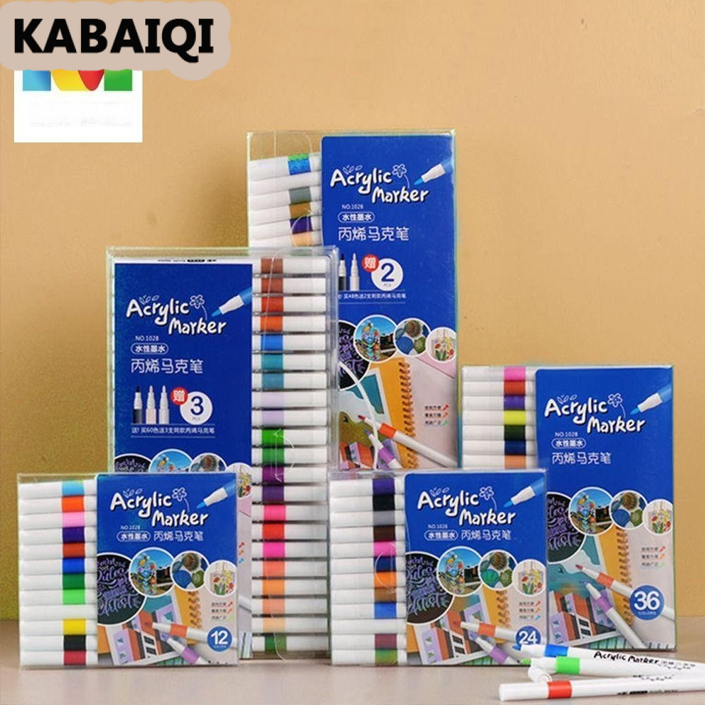 KABAIQI Mmluck 12 / 24 / 36 / 48 / 60 Bút đánh dấu màu, Vẽ Bộ bút đánh dấu sơn Acrylic không độc hại, Tạp chí Graffiti Đồ thủ công DIY Bút vẽ đầy màu sắc Sinh viên