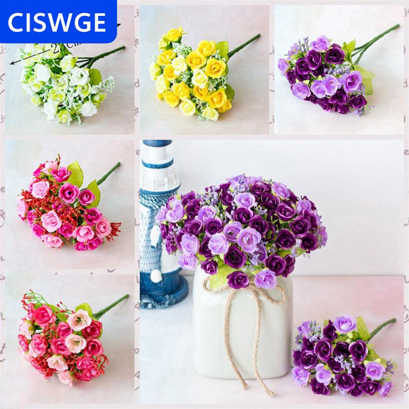 [COD] CISWGE 21 Đầu Kim Cương Hoa Hồng 7 Ngã Ba Mùa Xuân Hoa Hồng Đám Cưới Nhỏ Trang Trí Nội Thất Nụ Hoa Nhân Tạo Hoa Nhựa Nhân Tạo Hoa