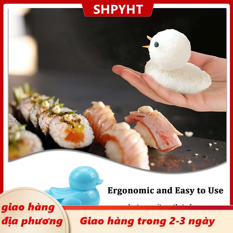 [COD] SHPYHT Giao hàng địa phương Dễ thương Vịt hình gạo khuôn Maker Clip trẻ em ngoài trời nhựa vịt gạo khuôn DIY Snowball Maker Sushi khuôn với xử lý