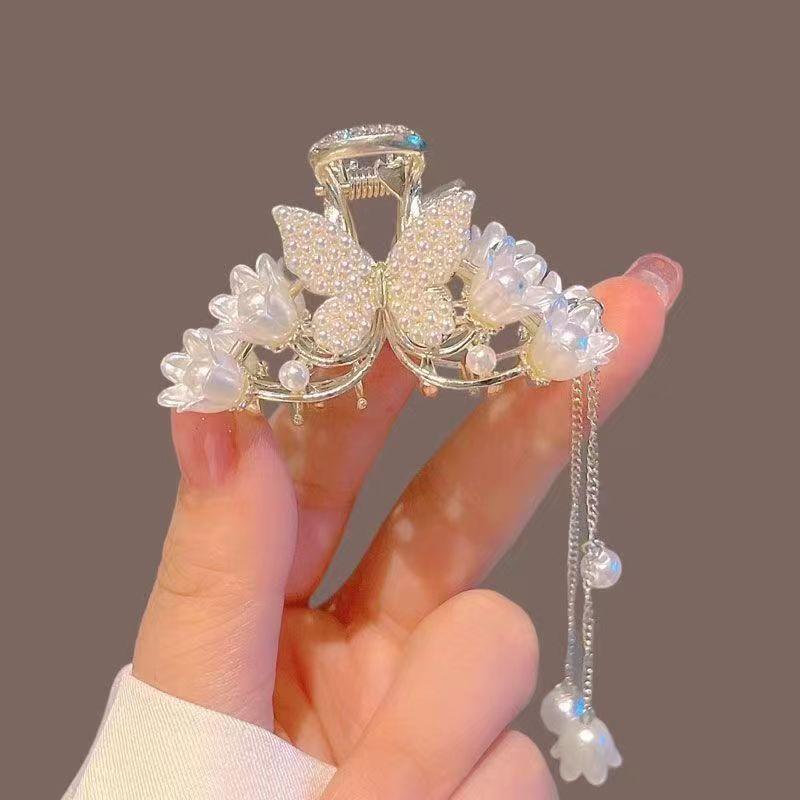 Đáng yêu phalaenopsis hoa ly nửa đầu kẹp tóc cho phụ nữ cài tóc tua rua