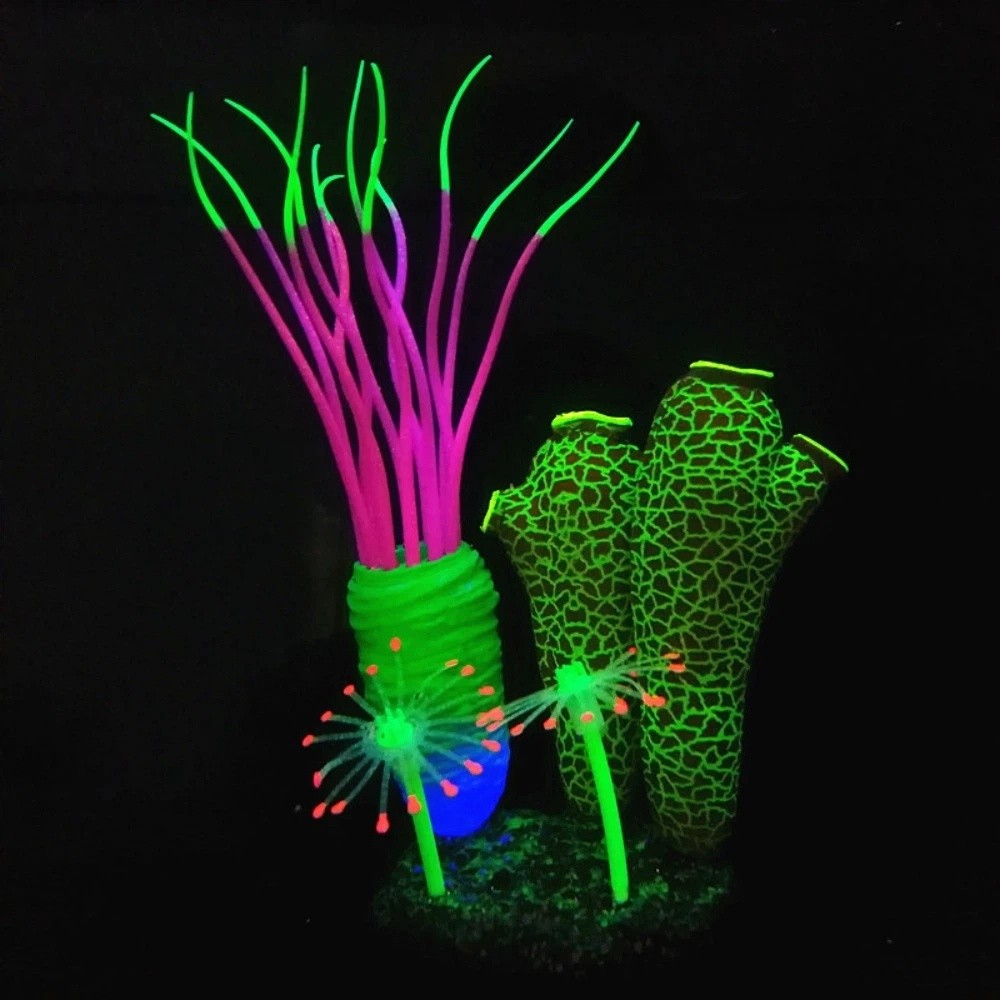 HAPPY ODDS Sáng Mô phỏng phun nước biển Thực tế Silicone Cây dưới nước Trang trí Đầy màu sắc Cây nước bể cá Môi trường sống của bò sát - 3