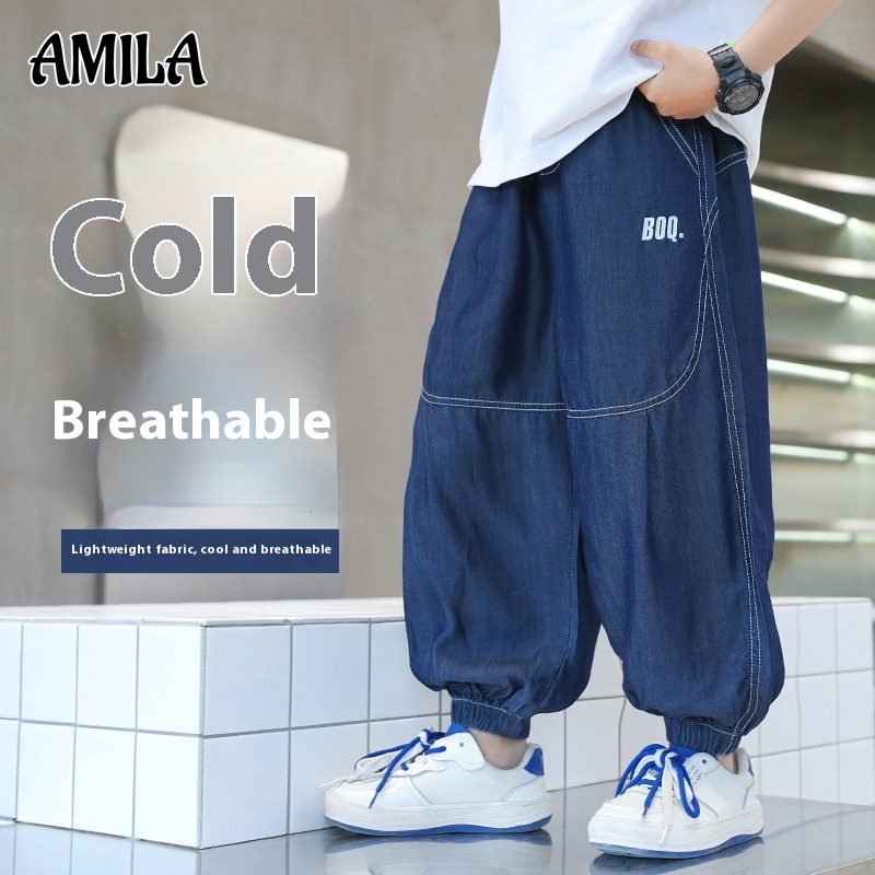 Amila quần âu bé trai, Lụa băng chống muỗi jeans thường nhanh chóng làm khô cây ra hoa thiết kế thời trang theo xu hướng