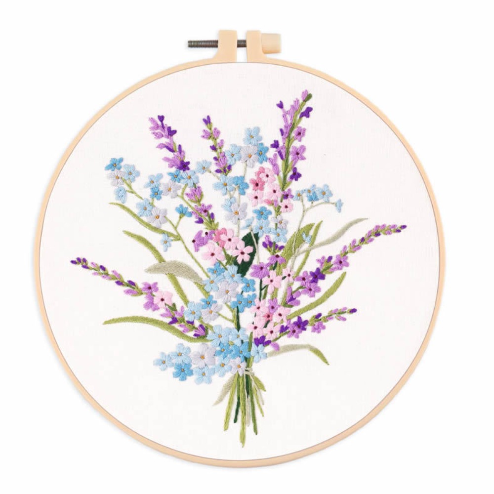 DIY Flower Embroidery Kit Colorful Floral Patterns Cross Stitch Set Sewing Supplies Handmade Embroidery Set Beginner
