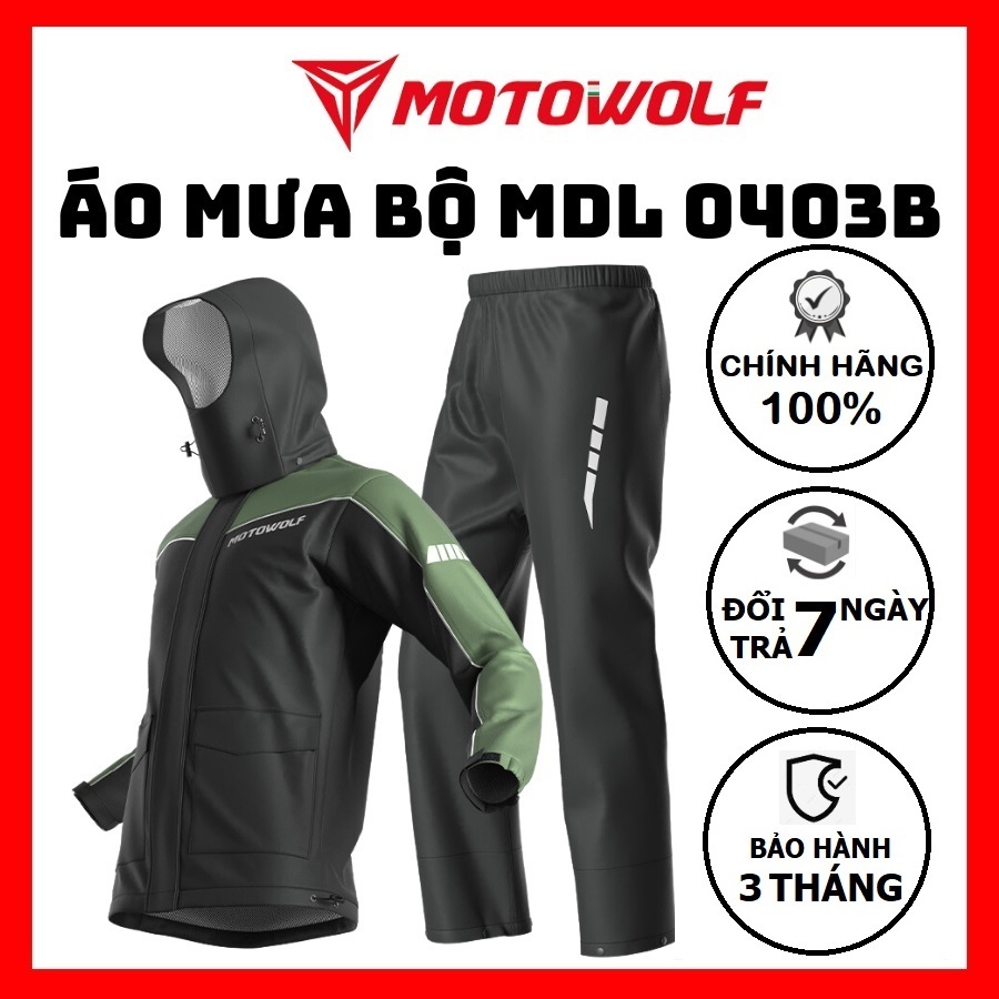 Bộ áo mưa cao cấp MOTOWOLF MDL0403B - Màu xanh đậm phối đen