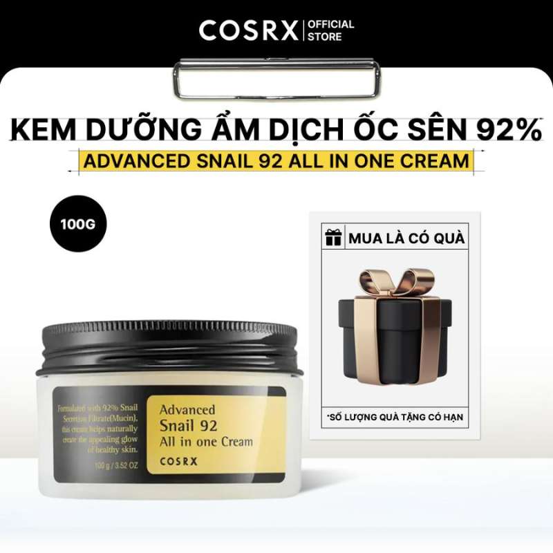 COSRX Kem dưỡng ẩm ốc sên tái tạo phục hồi da Advanced Snail 92 All in one Cream